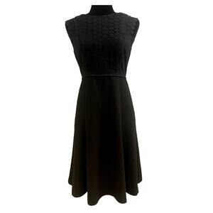 Ann Taylor Sleeveless Little Black Dress with Lace Detail Size S